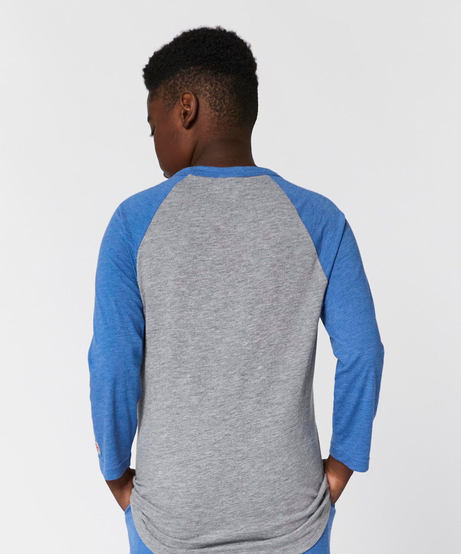 Back view of the grey youth t-shirt, plain and unprinted