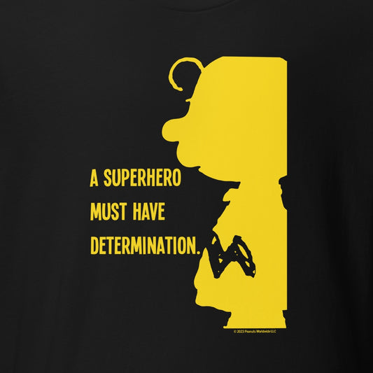 Charlie Brown A Superhero Must Have Determination Adult T-Shirt-1