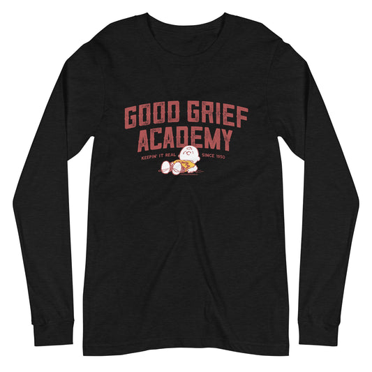 Charlie Brown Good Grief Academy Adult Long Sleeve T-Shirt-2