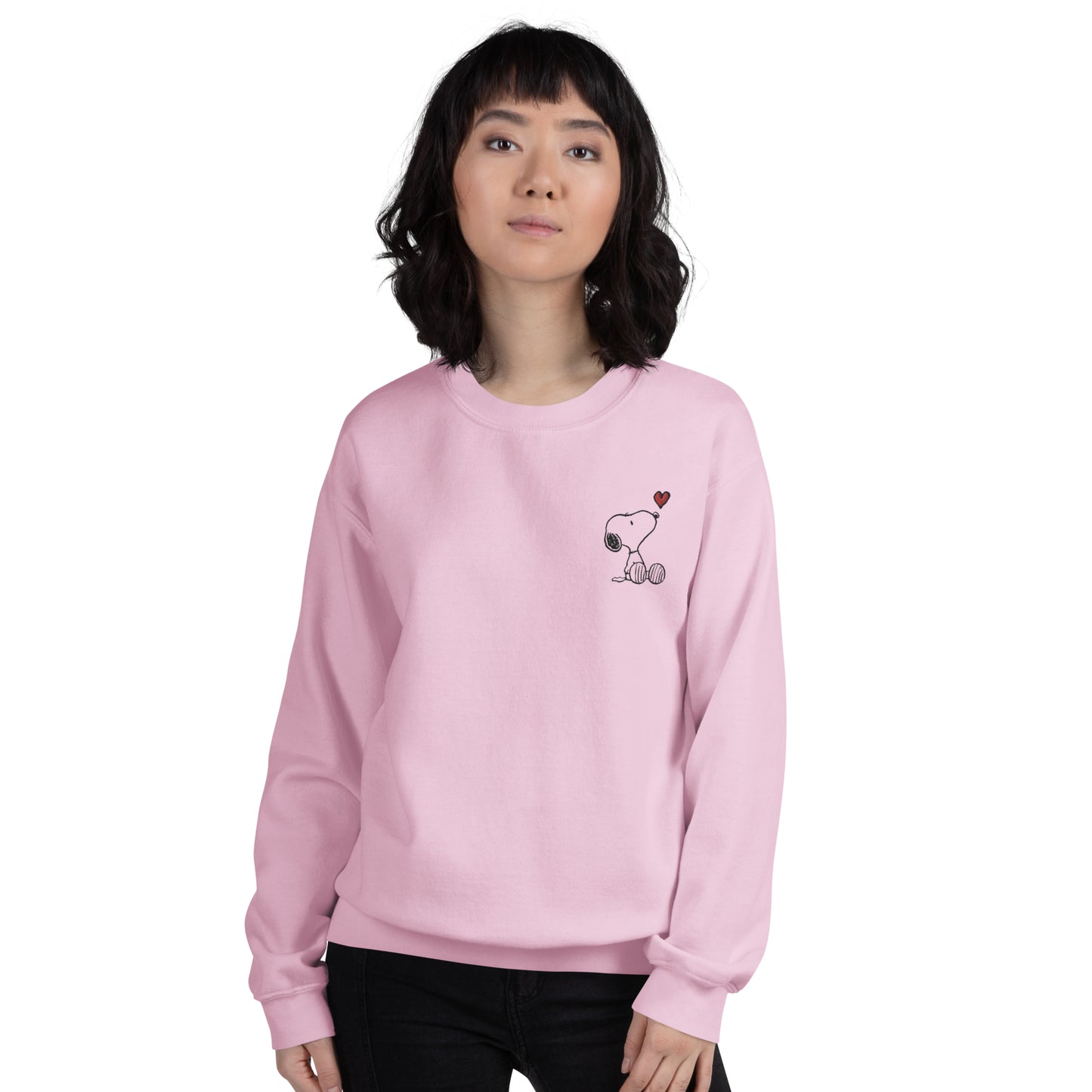 Snoopy Heart Embroidered Adult Crewneck