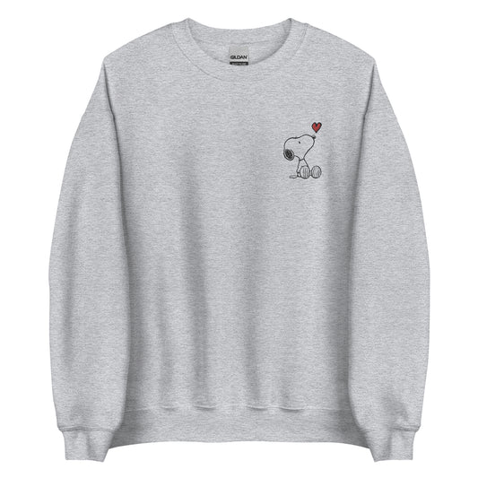 Snoopy Heart Embroidered Adult Crewneck-2