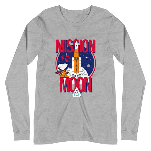Snoopy Mission To The Moon Adult Long Sleeve T-Shirt-2