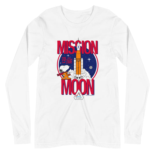 Snoopy Mission To The Moon Adult Long Sleeve T-Shirt-3