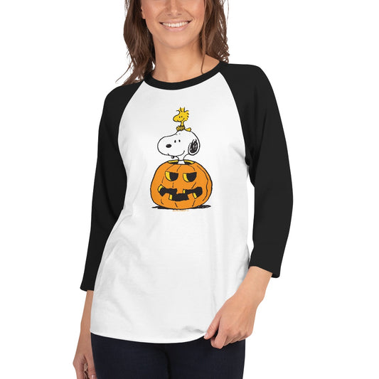 Snoopy & Woodstock Pumpkin ¾ Sleeve Raglan T-Shirt-2
