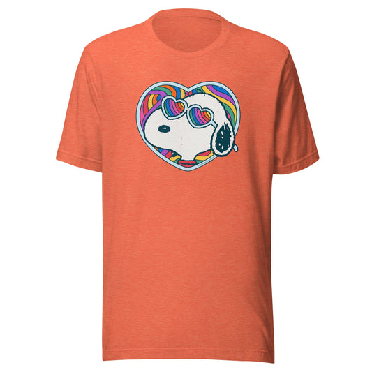 Snoopy Rainbow Heart Adult T-Shirt Adult Short Sleeve T-Shirt-2