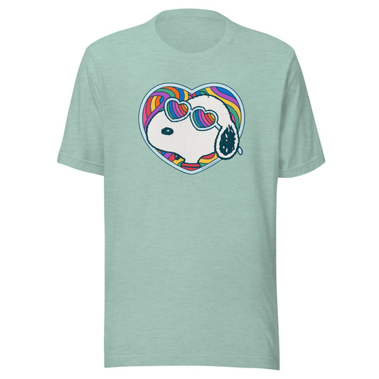 Snoopy Rainbow Heart Adult T-Shirt Adult Short Sleeve T-Shirt-0