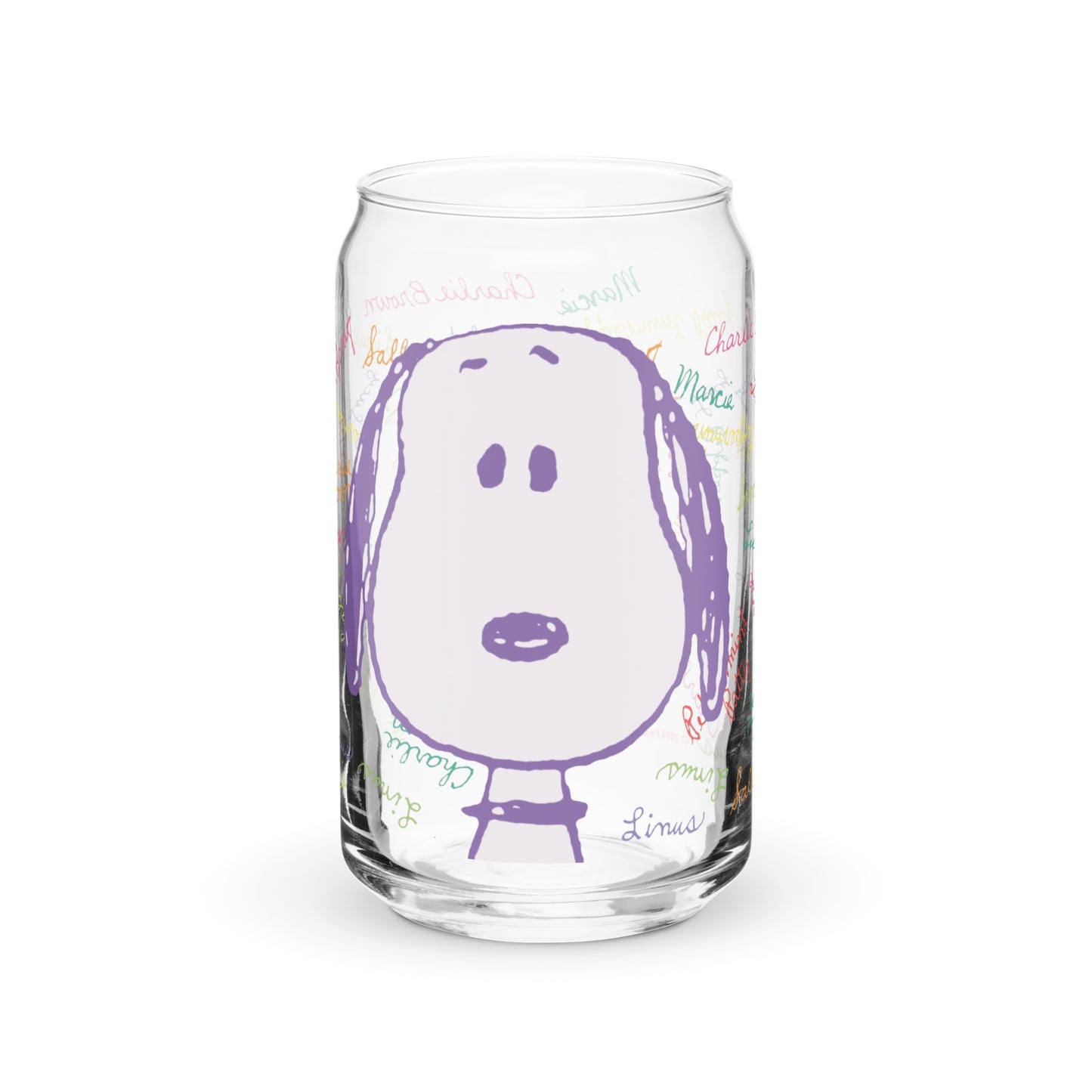 Snoopy and Gang Names Can Shaped Glass