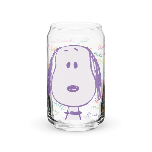 Snoopy and Gang Names Can Shaped Glass-0