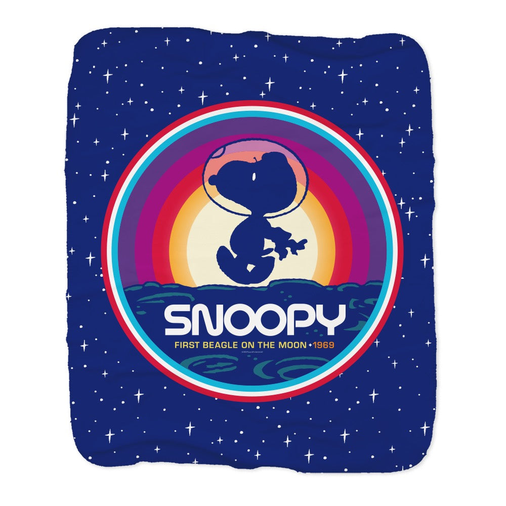 Snoopy First Beagle On The Moon Sherpa Blanket