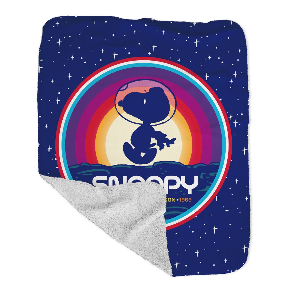 Snoopy First Beagle On The Moon Sherpa Blanket