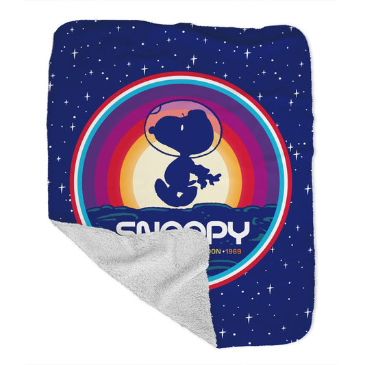 Snoopy First Beagle On The Moon Sherpa Blanket-2