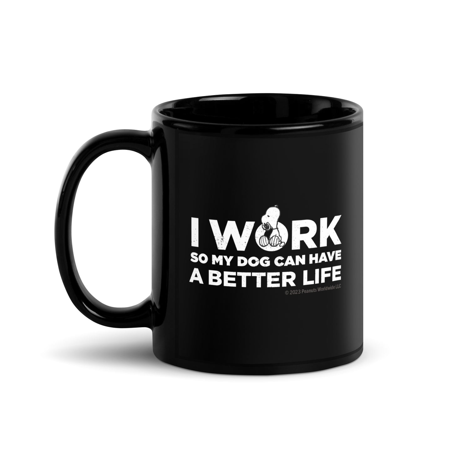 Snoopy I Work So My Dog Can Have A Better Life Personalized Photo Upload Black Mug